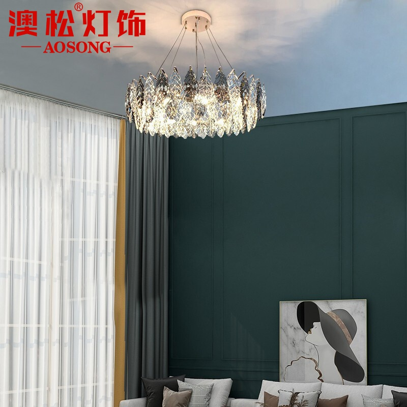 澳松 后现代轻奢水晶吊灯时尚简约大气客厅灯饰个性创意餐厅卧室别墅会所样板间led灯具