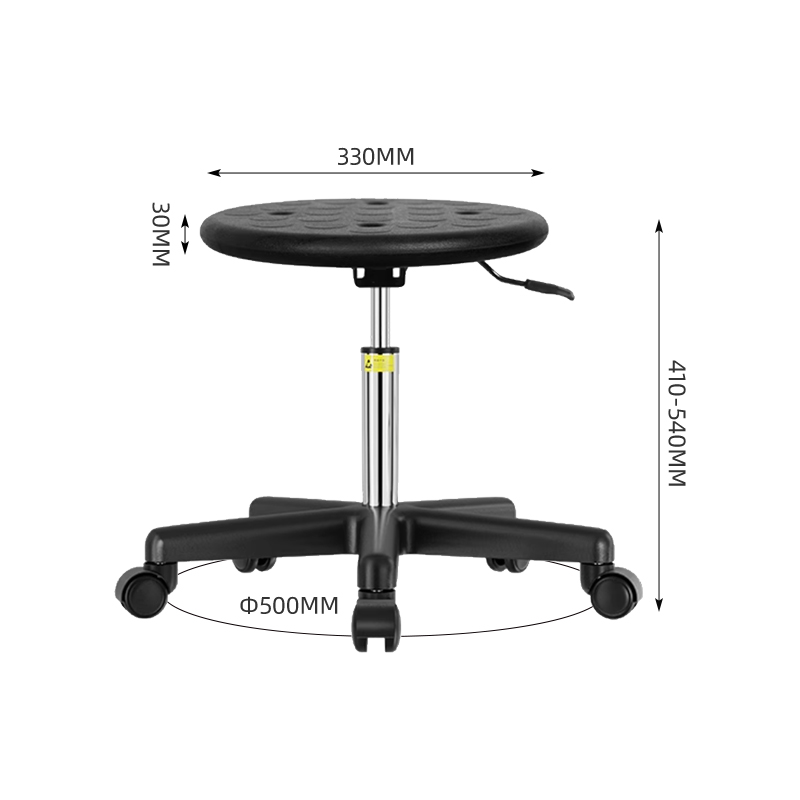 臻远ZY-7946防静电椅子车间流水线升降椅子 41-54CM尼龙黑轮子高清大图