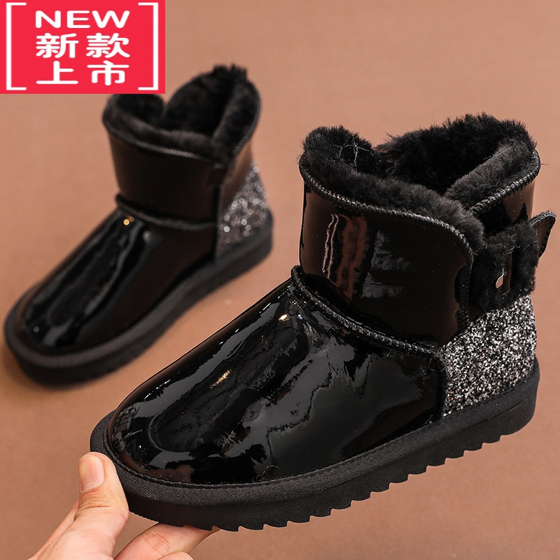 可莉允女童雪地靴2022年冬季一体新款棉靴加绒保暖中大童儿童雪地棉