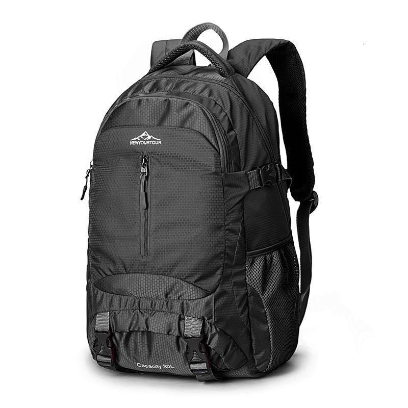 登山包女双肩包男旅行旅游轻便初中高中生书包防水大容量背包 曜石黑40升