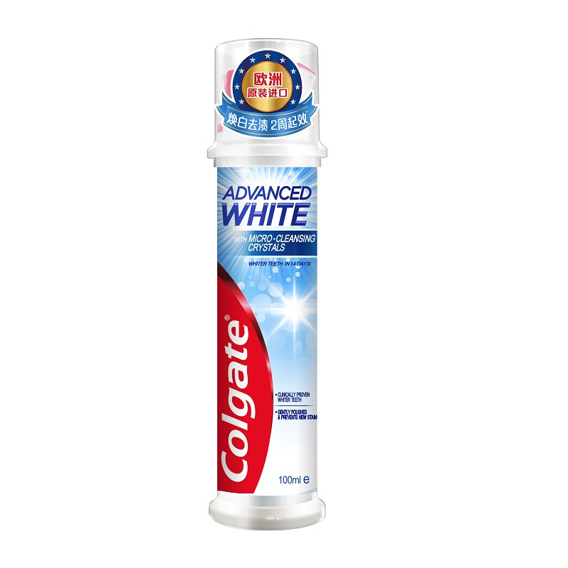 高露洁(Colgate)真空按压式牙膏 焕白臻效(直立式)100ml 波兰进口