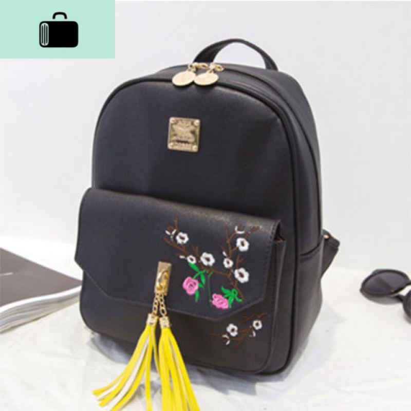 2020秋冬新款韩版简约时尚百搭学院风双肩包女皮书包中学生包背包NEW LAKE 1075黑色