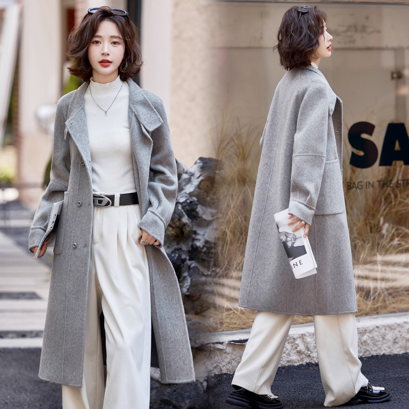 双面羊毛绒大衣女中长款2026秋冬新款加厚高端宽松羊毛呢外套棕色双面羊绒大衣女新款秋冬高级感气质大牌中长款羊毛呢高清大图