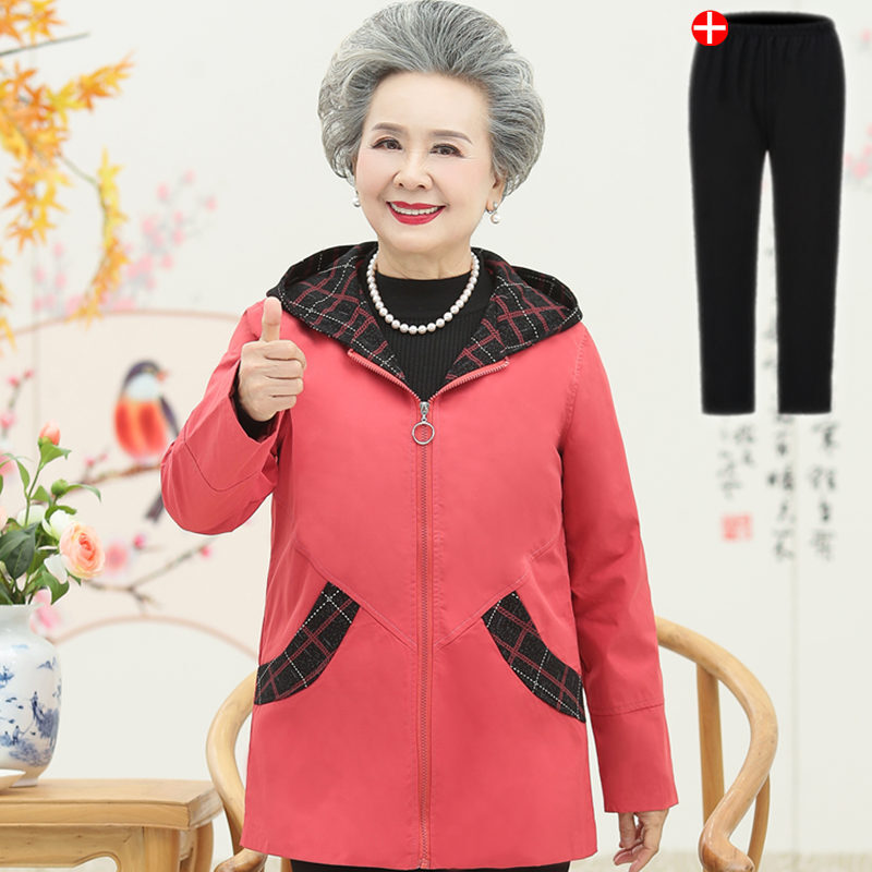 迪鲁奥(DILUAO)中老年女装妈妈秋装外套常规款2021新款春秋大码长袖上衣中老年休闲风衣高清大图