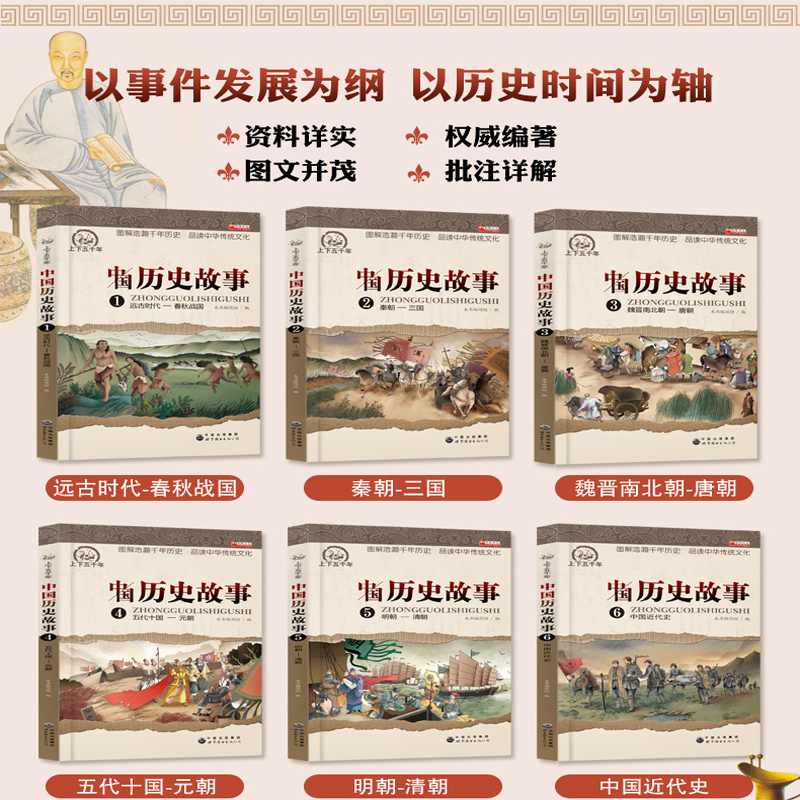写给儿童的中华上下五千年小学生彩图历史故事书6册正版儿童书籍读物6-12周岁小学生课外阅读书籍