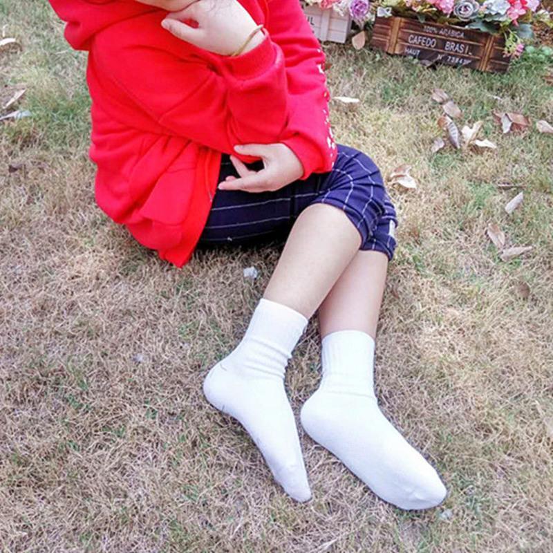 春夏中筒袜纯棉男童白袜子学生袜儿童运动短袜女童全棉透气船袜薄3双