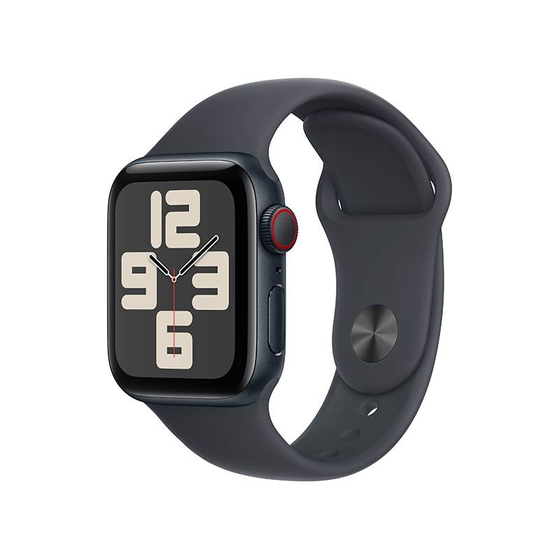 MXHK3CH/B Apple Watch SE 蜂窝 40 毫米午夜色铝金属表壳 午夜色运动型表带-S/M
