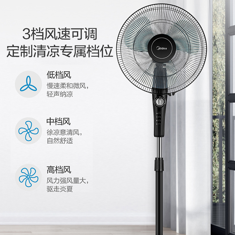 美的(Midea) 落地扇 FSA40YF 机械式电风扇 3档风速 2小时定时机械控制 正常风 家用摇头广角送风节能高清大图