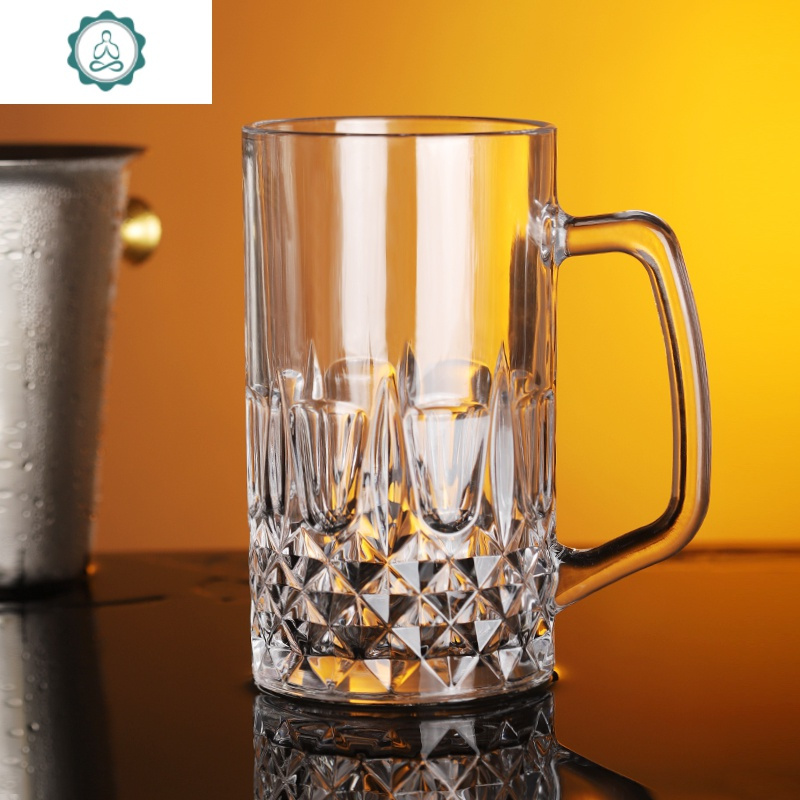 创意玻璃啤酒杯加厚扎啤杯超大号1000ml酒杯带把大容量玻璃杯1l封后诺