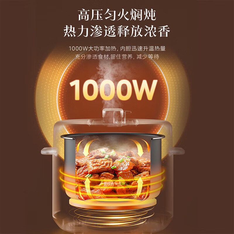 美的(Midea) 电压力锅MY-E6329 旋钮菜单6L加厚内胆千瓦大火力开盖煮易拆洗排气阀14重安全保护高清大图