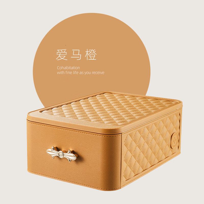 全格QUANGE折叠多夹晒架无痕加宽塑料衣架晾衣架子皮纹抽屉收纳盒橙色高清大图
