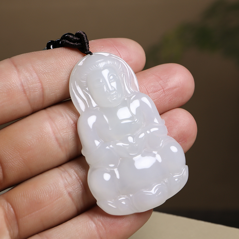 情人节礼物印象眸翡翠观音玉吊坠飘花观世音菩萨男款玉石挂件附证书