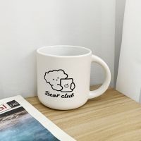 陶瓷马克杯ins原宿风简约复古可爱少女心大容量家用咖啡杯情侣杯 Bear阅读熊(白色)