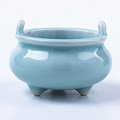 香业青瓷双耳小香炉室内家居日用檀香沉香熏香炉供香佛香炉 弟窑粉青