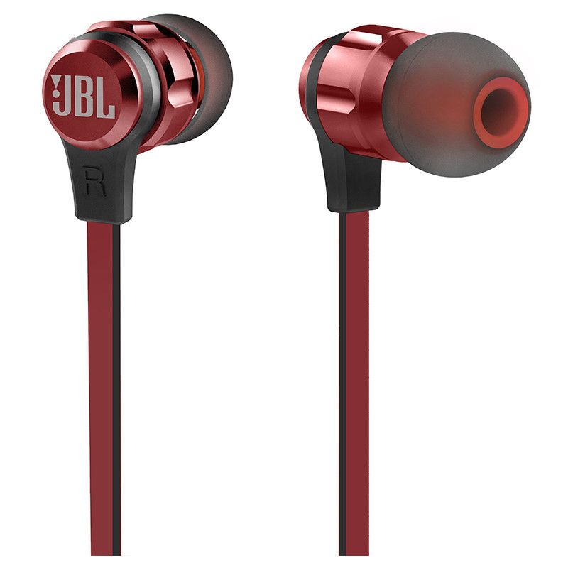 JBL T180A 立体声入耳式耳机 重低音耳麦线控立体声手机通用男女运动耳塞 红色