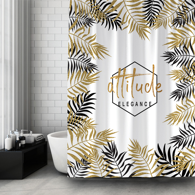 北欧ins浴帘防水防霉加厚浴室隔断帘卫生间干湿分离洗澡间挂帘子 时尚态度浴帘180宽*高180 默认尺寸