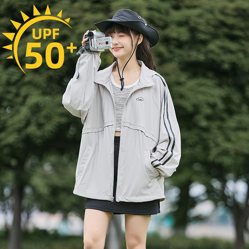唐狮夏季upf防晒衣女新款开衫薄款宽松透气穿搭防晒服k