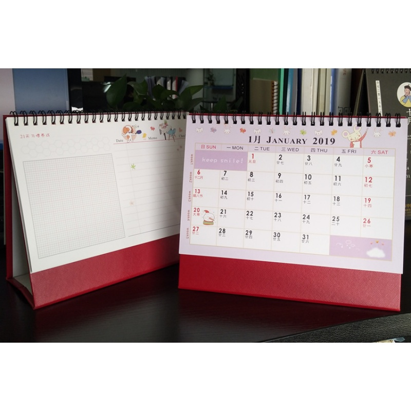 艺嘉赫2019桌面台历横款字体大带农历