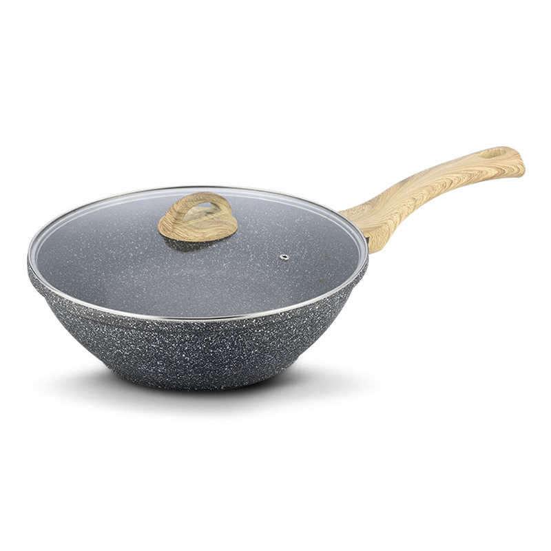卡罗特(CaROTE)麦饭石炒锅不粘锅少油烟28CM平底锅炒菜锅家用煎锅电磁炉明火通用
