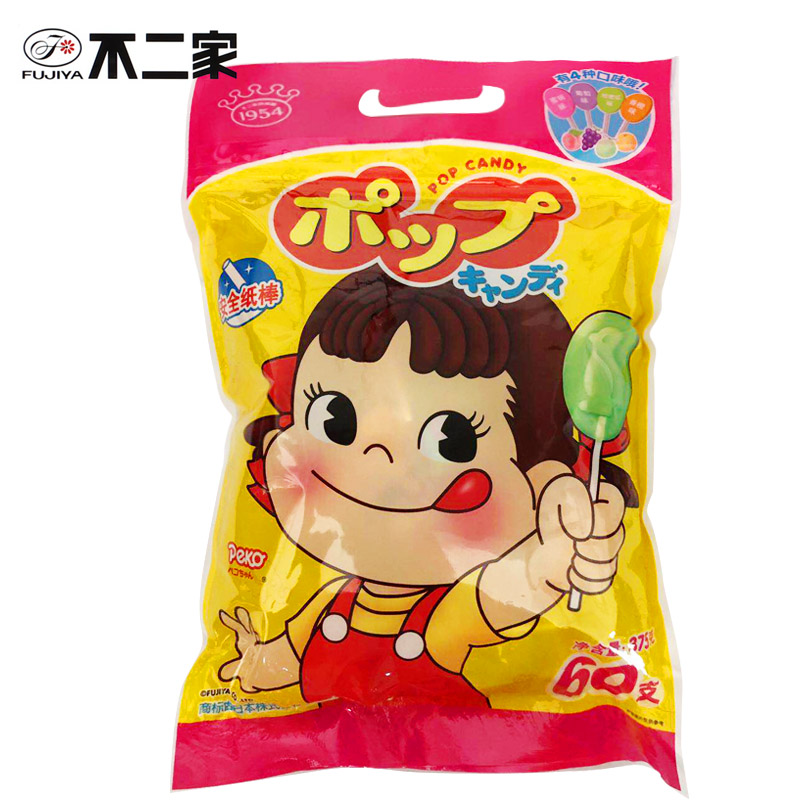 不二家棒棒糖60支袋装375g4种水果口味混合休闲糖果小零食31287参数