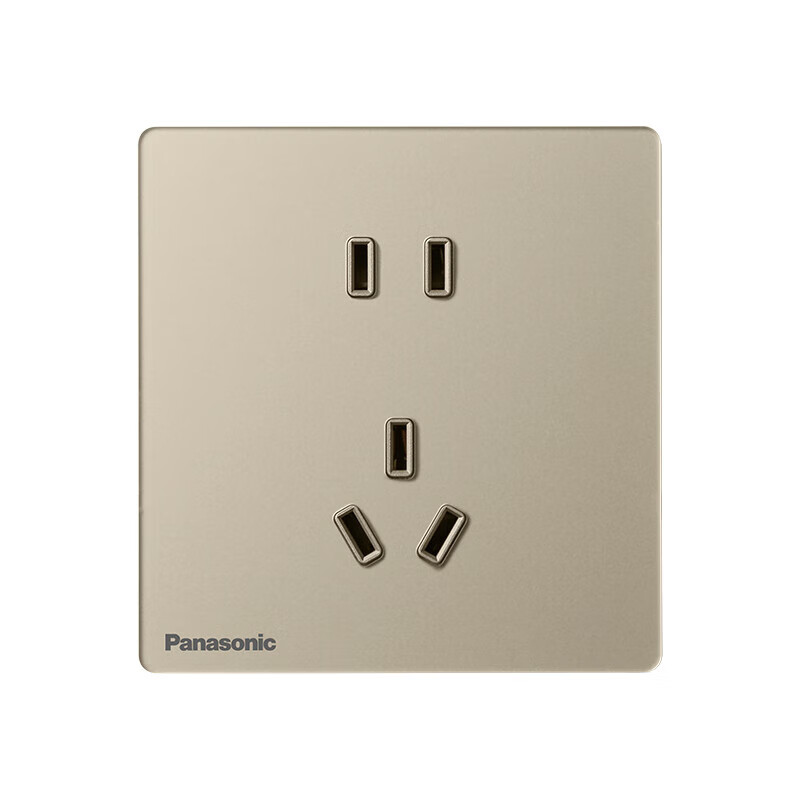 松下开关插座焕承金色玻璃面板无边框大板五孔家用二三极插座16A空调一开双控三联单控网络USB/WSK122高清大图