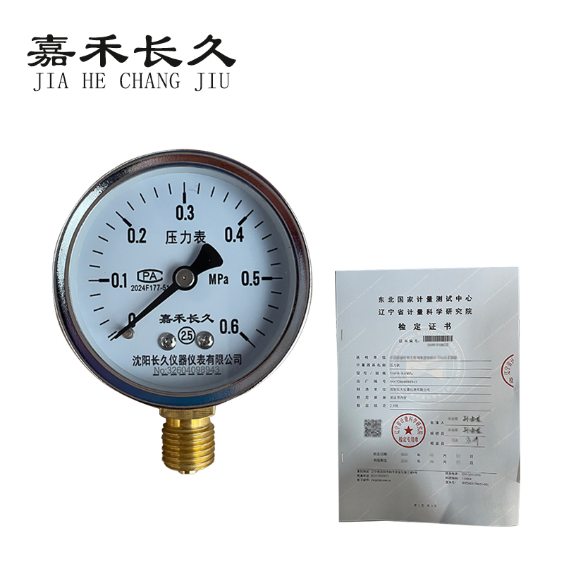 嘉禾长久 压力表(带辽宁省级检定证书) Y60 块 Y60，0-0.6MPa