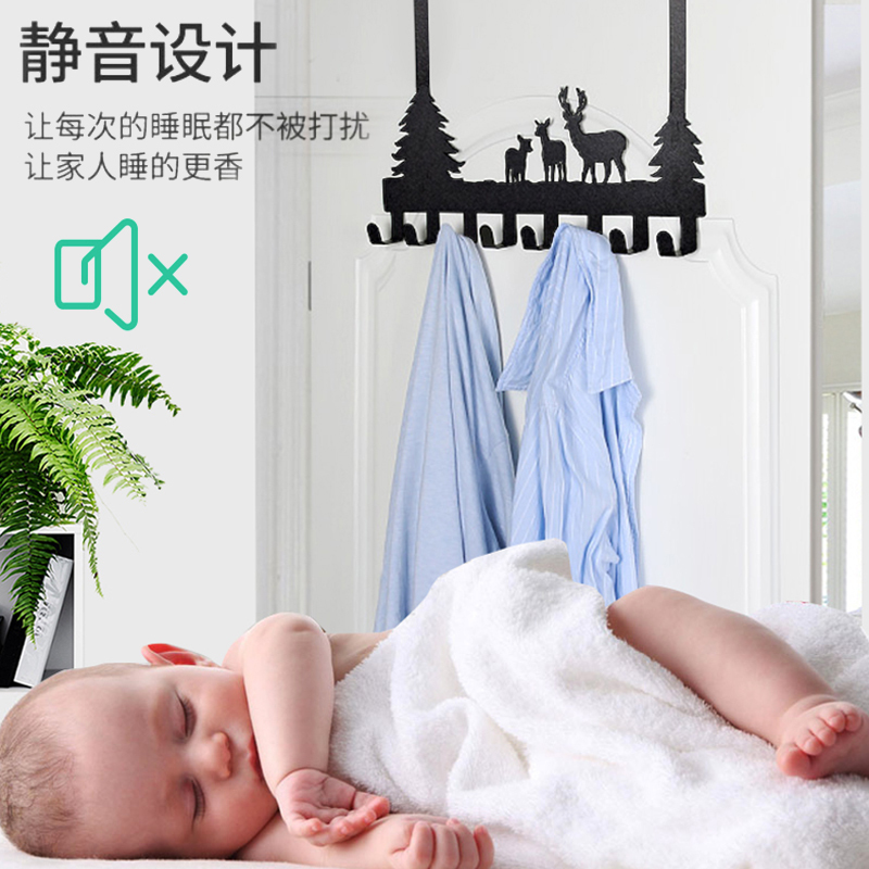 门后挂钩挂衣架卧室衣服挂架免打孔墙壁收纳置物架门上衣帽挂衣钩|樱花粉+香芋蓝[拼色6钩]门挂款