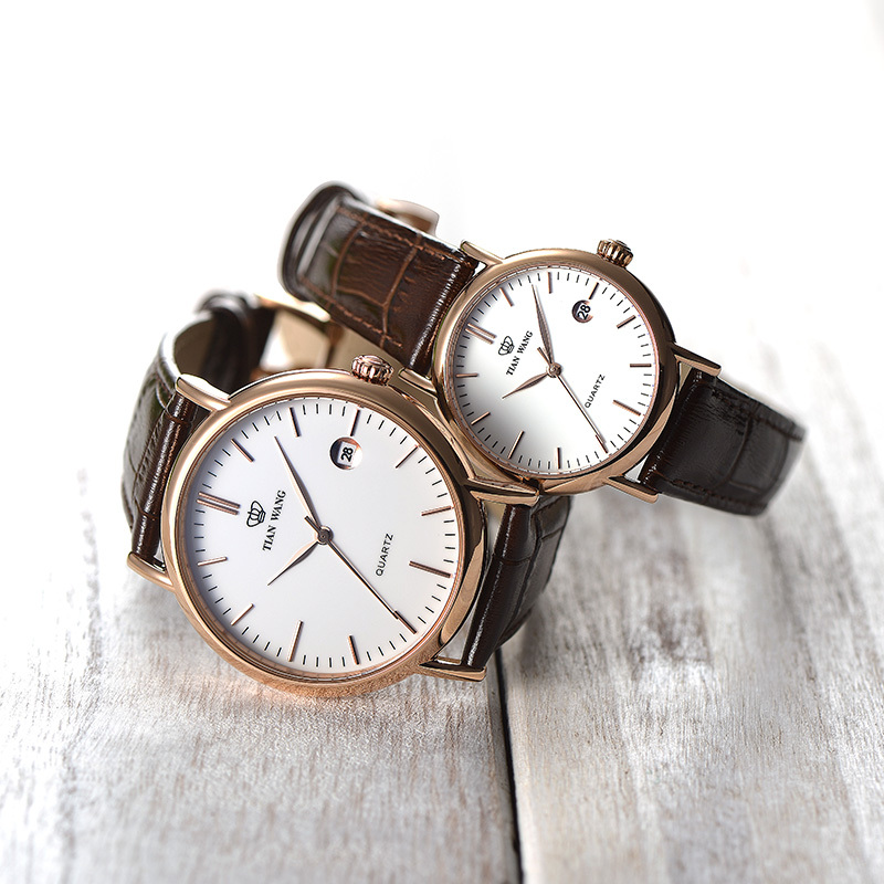 天王表正品时尚潮流情侣表男士皮带手表简约休闲石英女表情侣表对表