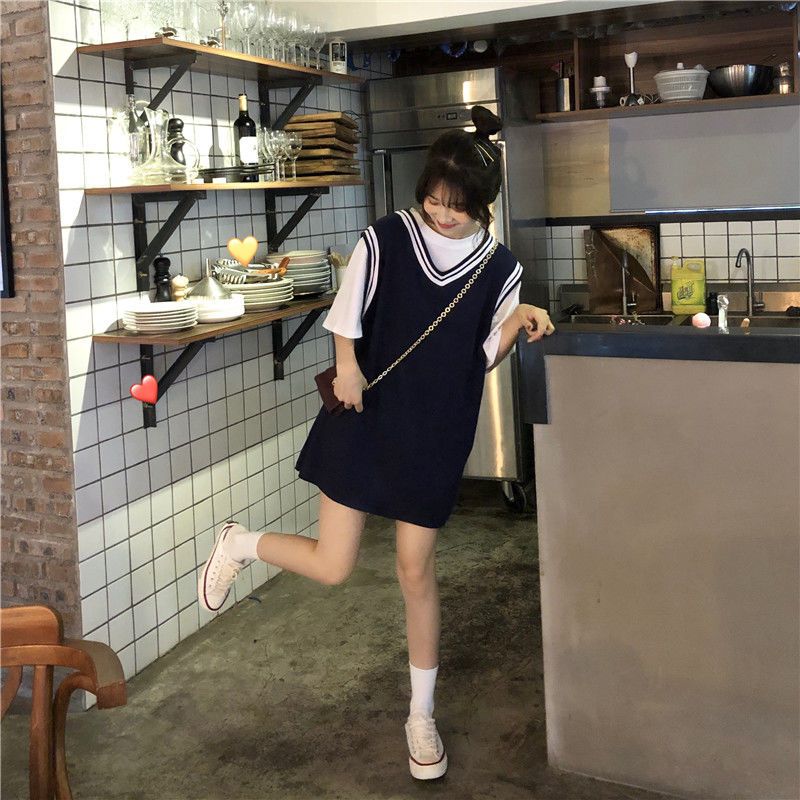 2020新款韩版男友风宽松无袖连衣裙中长款百搭学生背心裙子女