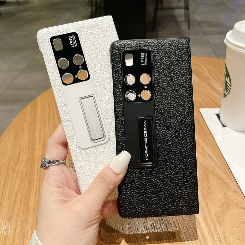 三星z fold 5折叠屏手机壳z fold 4商务保护套荔枝皮纹自带隐形支架