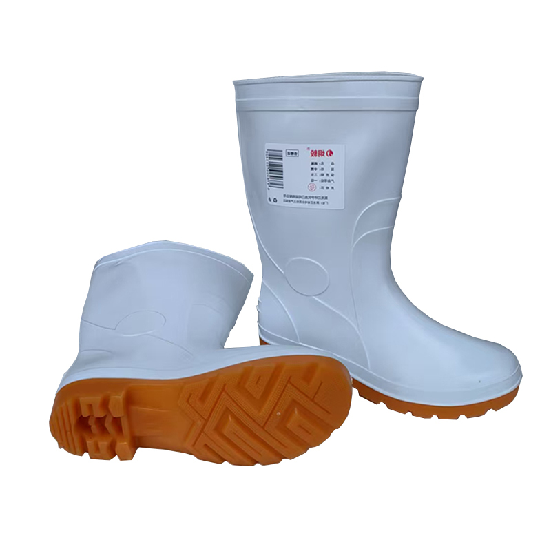 炯毅 白色雨鞋 食品厂中高筒防水防油防滑耐磨水鞋雨靴 雨靴中筒 双