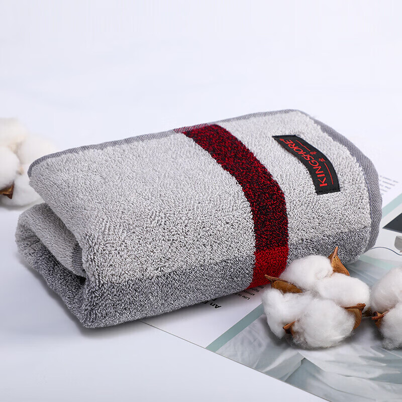 金号纯棉毛巾 加厚吸水简约格调洗脸巾长绒棉A类面巾成人家用灰色