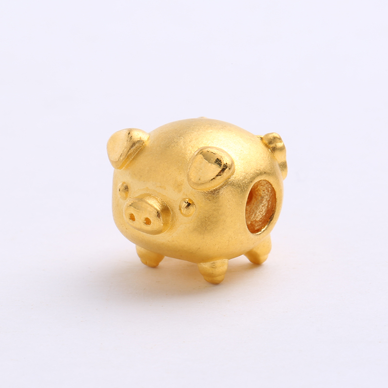 印象眸手工编织金猪手链男女款黄金珠情侣十二生肖黄金配饰萌猪手链