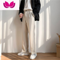 七斓黑色直筒垂感西裤男冰丝薄款百搭西装裤子宽松大码休闲长裤 2XL 卡其色初春款