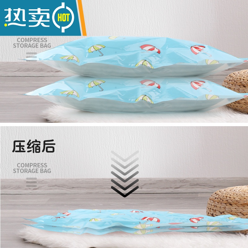 敬平特大号真空压缩袋棉被褥子衣物家用整理密封袋电泵抽气收纳袋器 3只装+手泵 大号(100*70cm)高清大图