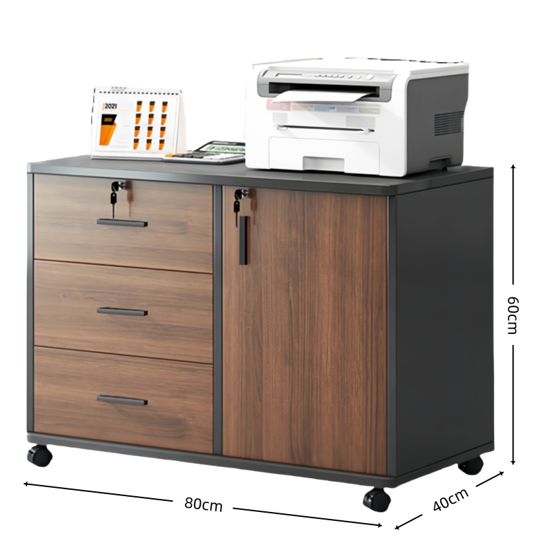 智叶舟矮柜三抽一门80*40*60cm台高清大图