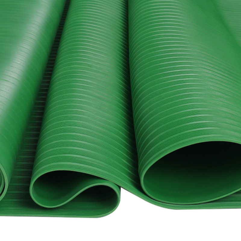 典虎 绝缘橡胶垫 绿色条纹 10kv 5米*1米*5mm 卷高清大图