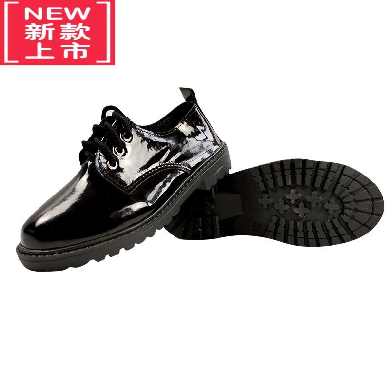 可莉允儿童皮鞋男童女童春秋季英伦韩版小学生演唱幼儿表演舞台黑色鞋子运动休闲鞋图片