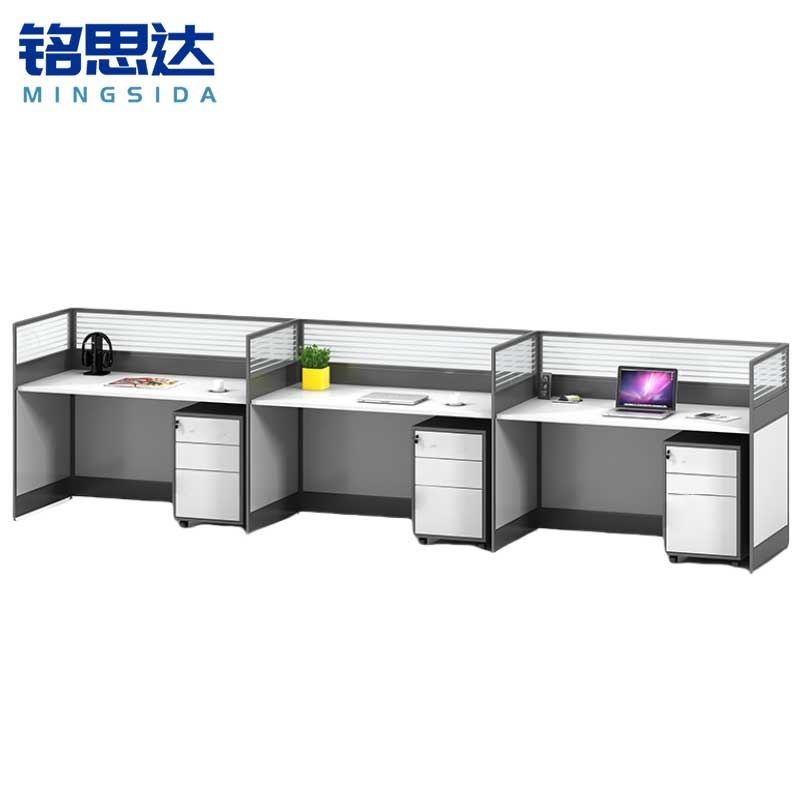 铭思达屏风职员桌直型三人位套高清大图