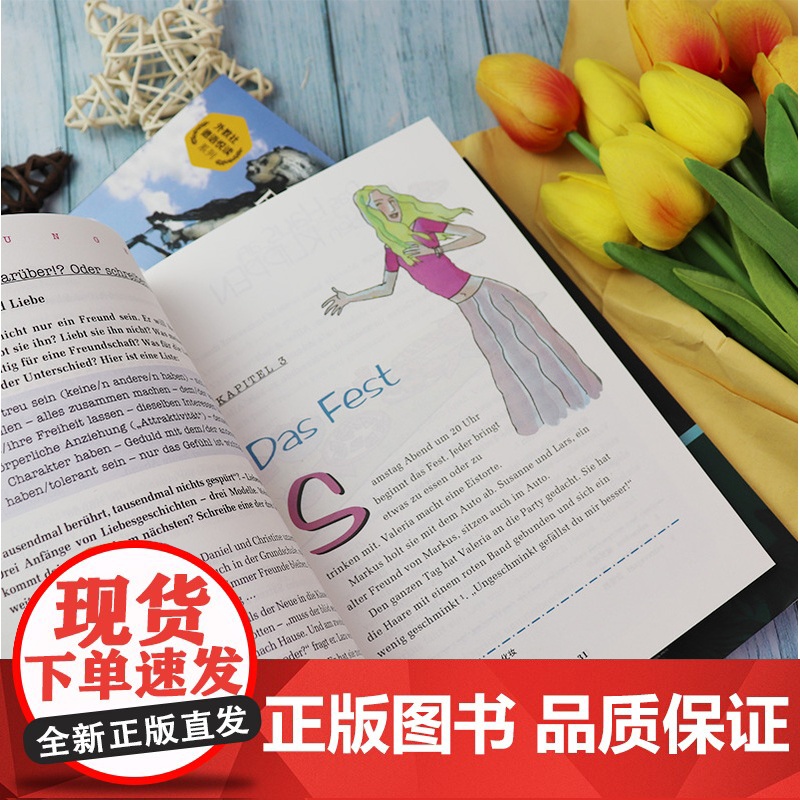 德语A2 礁石旁的房屋+人靠衣装+爱因斯坦+白玫瑰绍尔套装4本德语故事阅读 德语读物德语分级阅读A2德语阅读学习德语循序高清大图