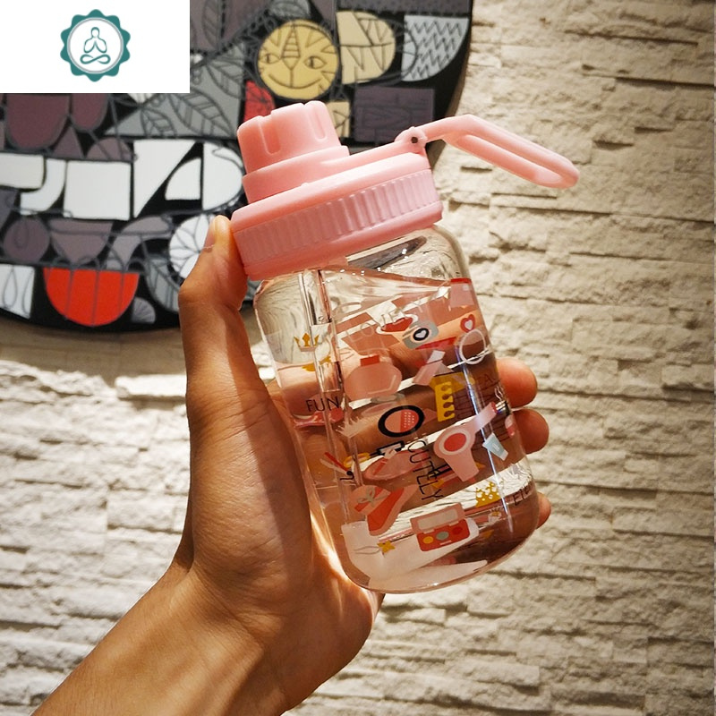 封后 Fenghou 玻璃杯 韩国网红可爱大容量吸管玻璃杯带刻度漫画 水杯自行车密封牛奶茶杯封后涂鸦粉色350ml 单杯子 价格图片品牌报价 苏宁易购杰伦家居专营店