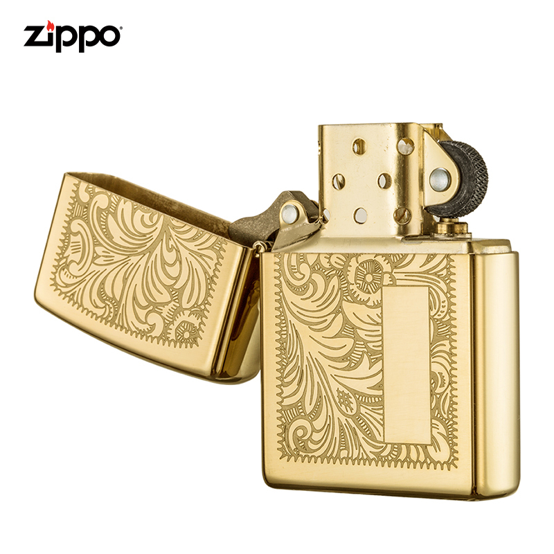 美国zippo打火机芝宝黄铜威尼斯人双面刻花352b铜威尼斯人