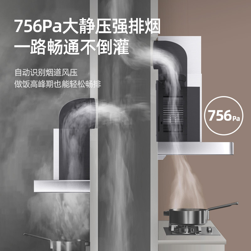 优好(Uoho)HT102B顶吸式抽油烟机欧式家用大吸力吸烟机厨房欧式顶吸T型挂壁式油烟机特价自动清洗智能体感开关油烟机高清大图