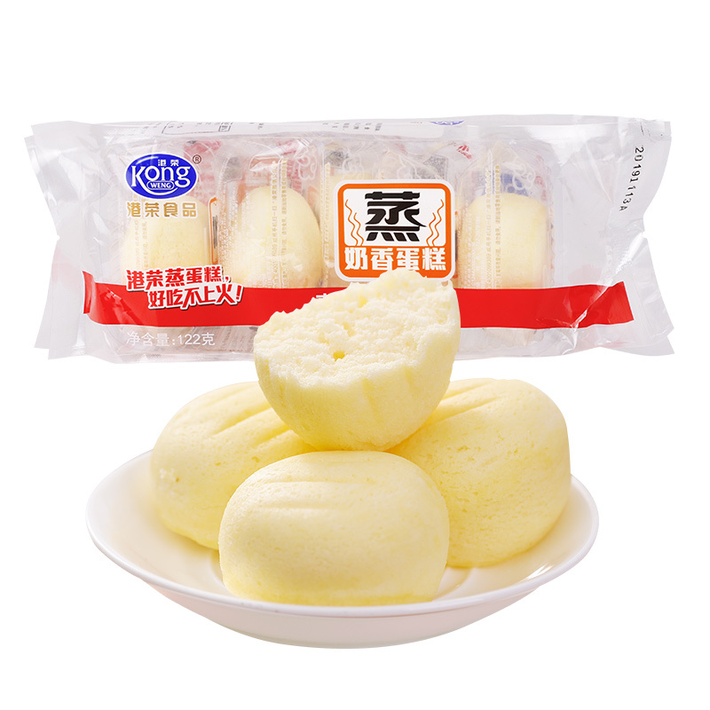 港荣 蒸蛋糕奶香味122g 苏宁自营零食整箱宿舍耐吃营养早餐糕点小面包