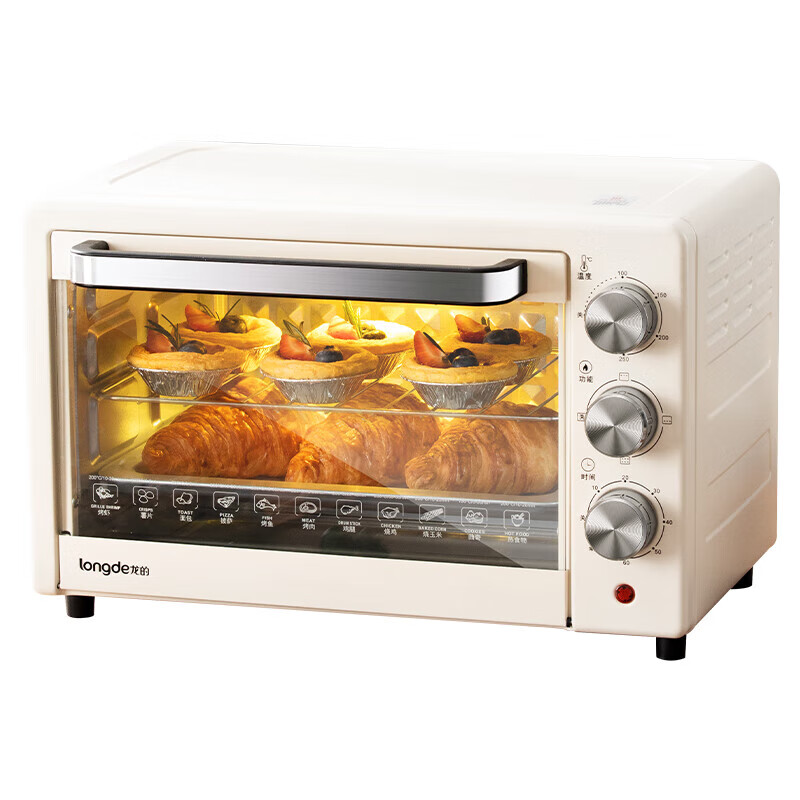 龙的(longde) LD-KX201A 家用多功能电烤箱 20升 上下管独立控温