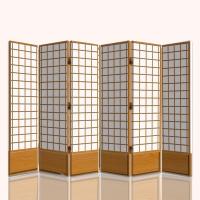 日式仿木纹格子屏风隔断客厅现代简约双面移动布艺时尚可折叠折屏_447 4扇夹板（宽1.6米*高1.8米）