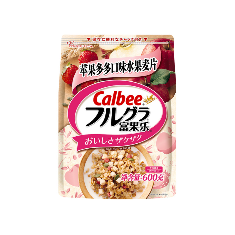 Calbee/卡乐比 进口早餐即食燕麦片水果麦片苹果味600g*2袋