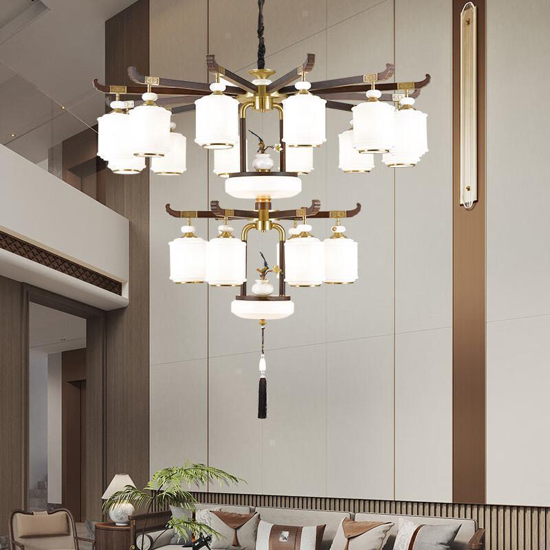 觅物新中式客厅吊灯别墅复式中国风餐厅书房卧室酒店复式挑高大吊灯