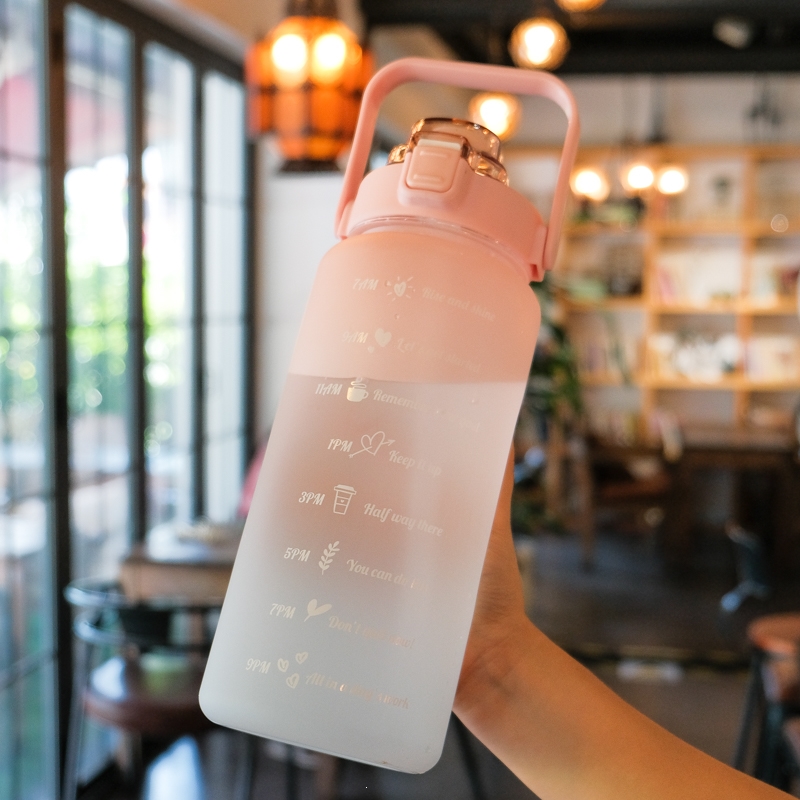 大号容量水杯女带吸管刻度2000ml古达运动网红夏季水瓶塑料壶