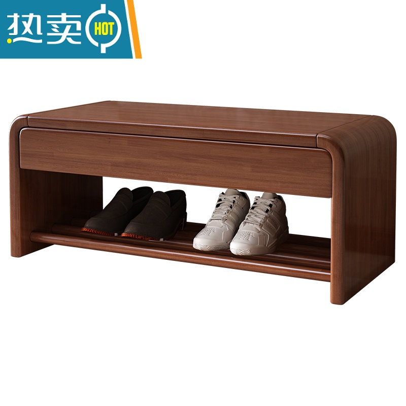 敬平实木换鞋凳鞋架一体家用门口入户可坐式带抽箱收纳鞋凳坐凳穿鞋凳高清大图